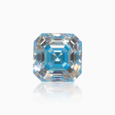 asscher aqua moissanite stone