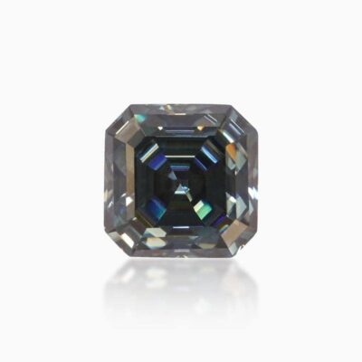 asscher black blue moissanite stone