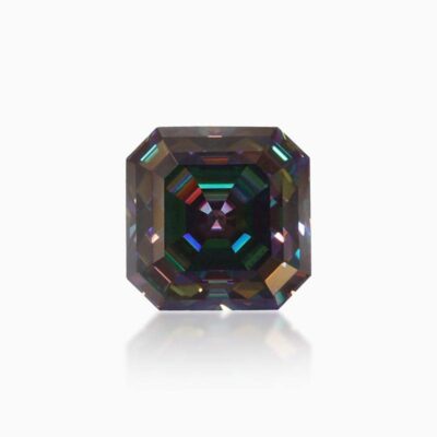 asscher black purple moissanite stone