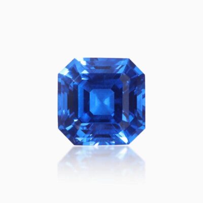 asscher cut lab grown cobalt blue sapphire