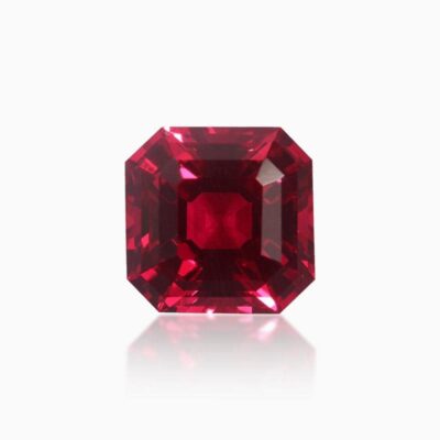 asscher cut lab grown dark padparadscha sapphire