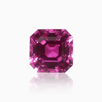 asscher cut lab grown dark pink sapphire