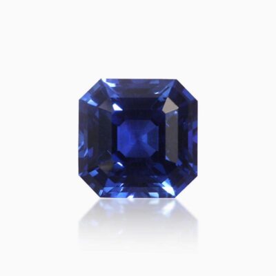 asscher cut lab grown royal blue sapphire