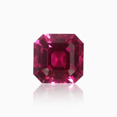 asscher cut lab grown tourmaline red sapphire
