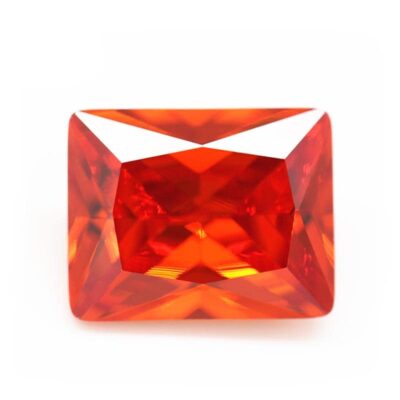 baguette cut orange red 5a cubic zirconia