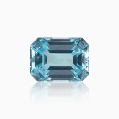 emerald cut lab grown aqua blue sapphire