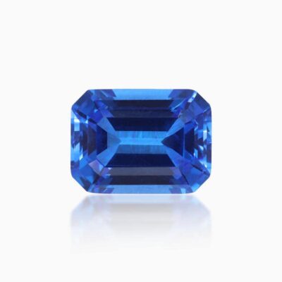 emerald cut lab grown cobalt blue sapphire