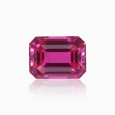 emerald cut lab grown dark pink sapphire