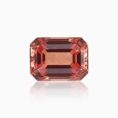 emerald cut lab grown medium padparadscha sapphire