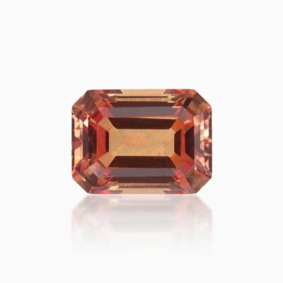 emerald cut lab grown orange sapphire