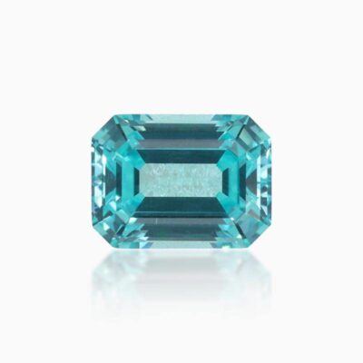 emerald cut lab grown paraiba sapphire