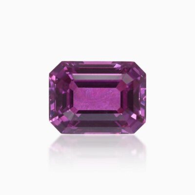 emerald cut lab grown purple sapphire