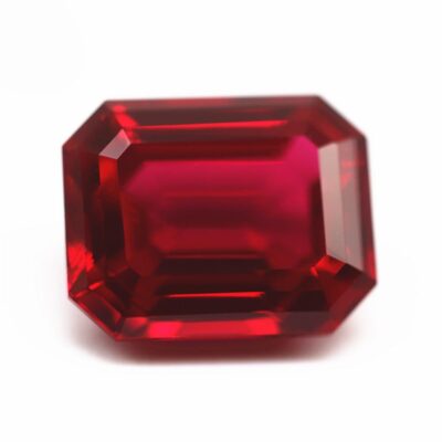 emerald cut lab grown ruby 1