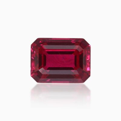 emerald cut lab grown tourmaline red sapphire