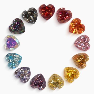 heart colored moissanite stones
