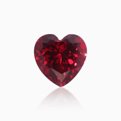 heart cut lab grown pigeon blood sapphire