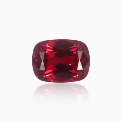 long cushion cut lab grown pigeon blood sapphire