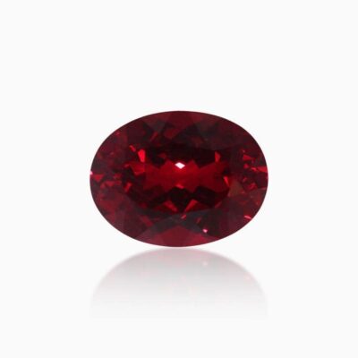 oval cut lab grown pigeon blood sapphire