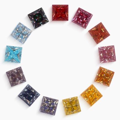 princess colored moissanite stones