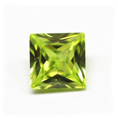 princess cut apple green 5a cubic zirconia
