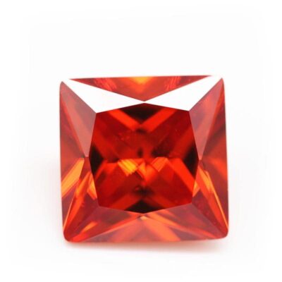 princess cut orange red 5a cubic zirconia