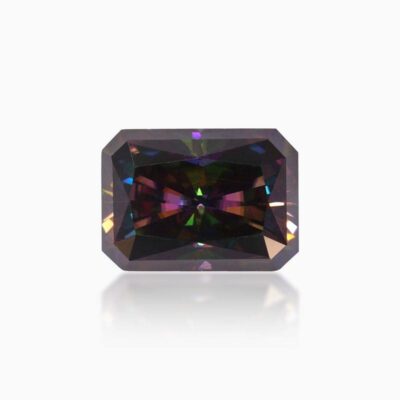 radiant black purple moissanite stone