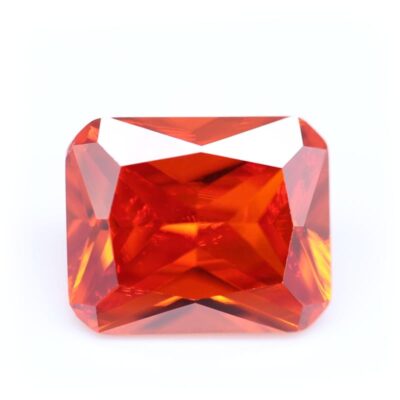 radiant cut orange red 5a cubic zirconia
