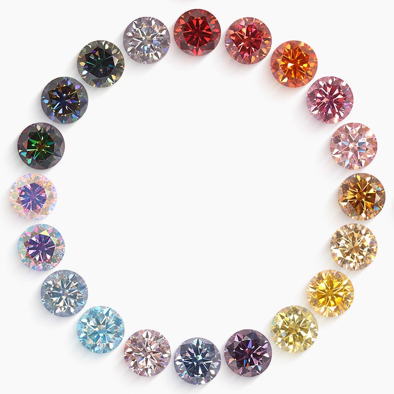 round colored moissanite stones