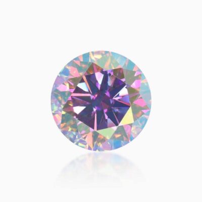 round fantasy blue moissanite stone