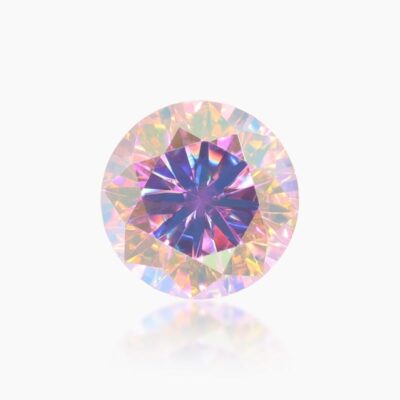 round fantasy yellow moissanite stone