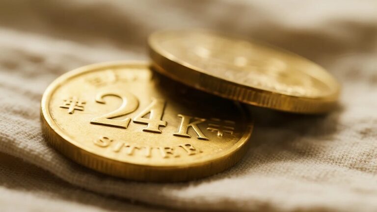 Macro view of 24K stamp on a pure gold coin