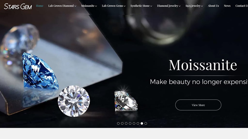Screenshot of loose gemstones from Stars Gem online catalog