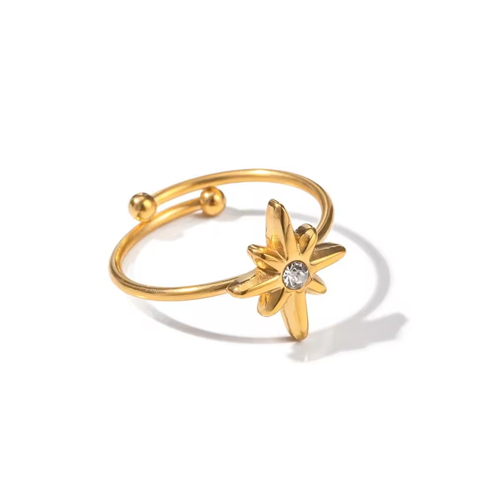 18K Gold Plated Adjustable Star Ring 1