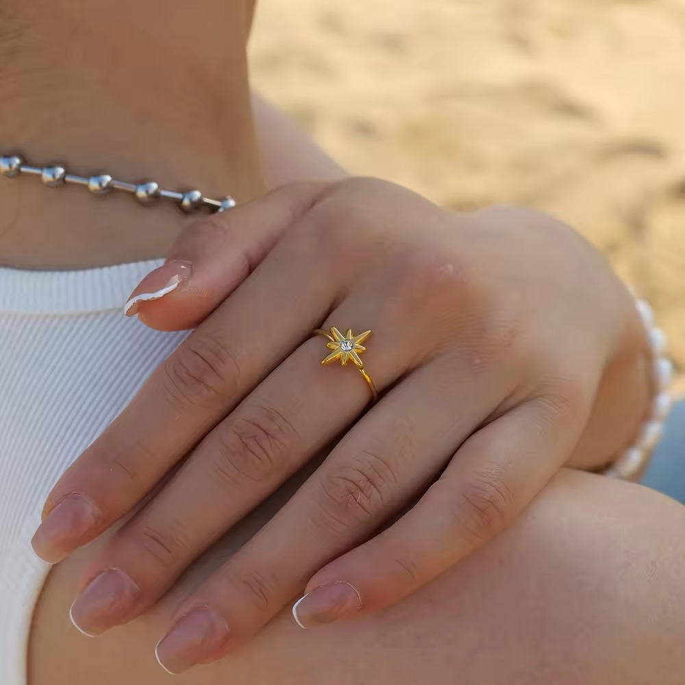 18K Gold Plated Adjustable Star Ring 2