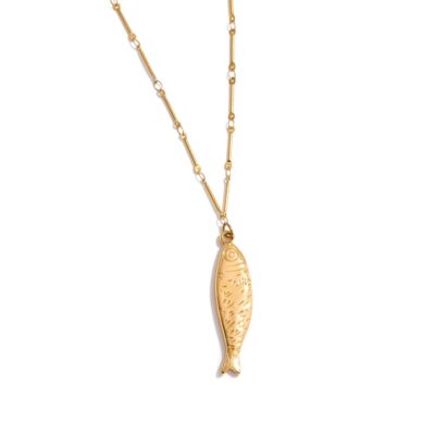 18K Gold Plated Fish Pendant Necklace 1