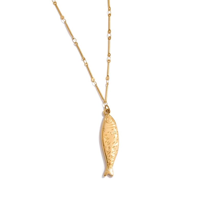 18K Gold Plated Fish Pendant Necklace 1