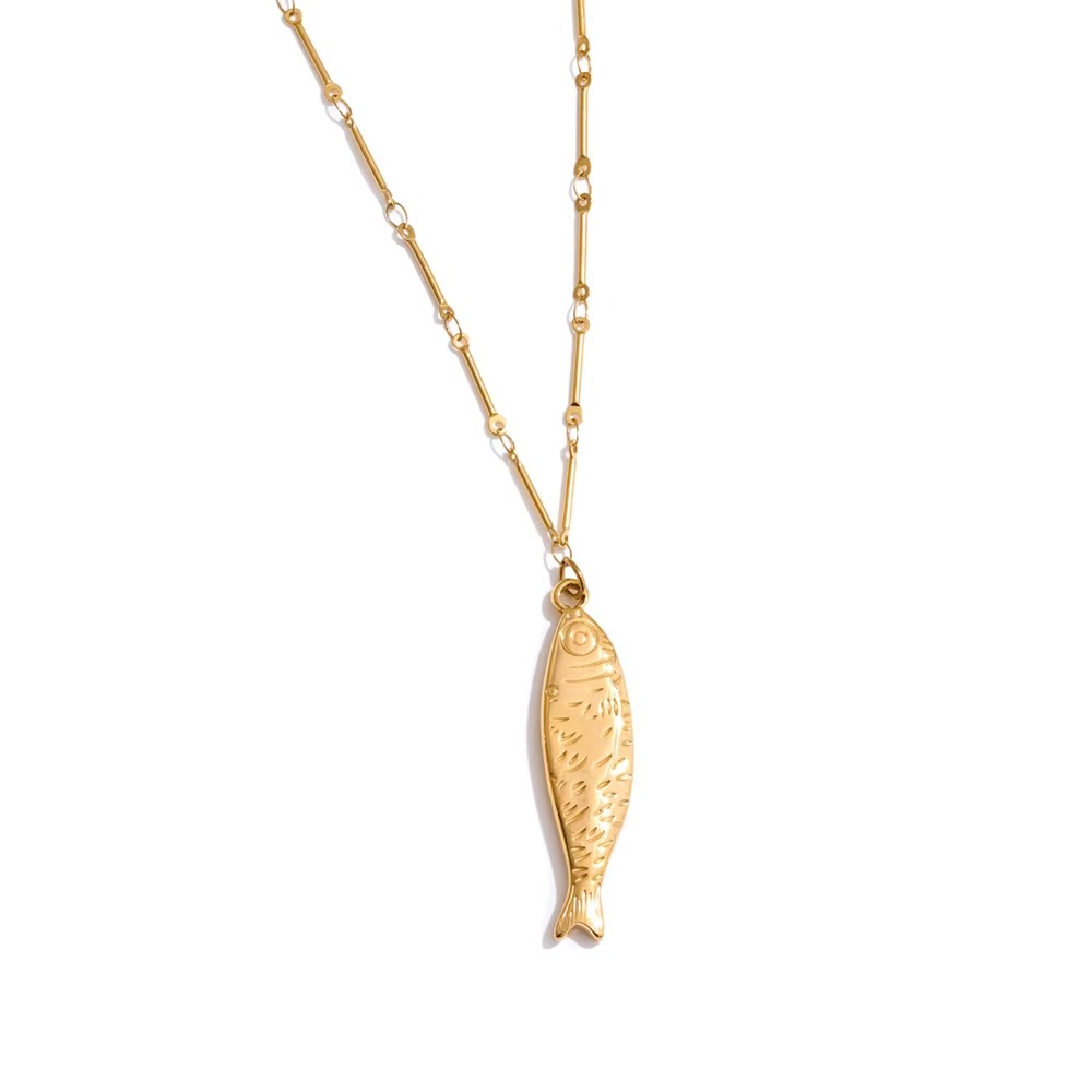 18K Gold Plated Fish Pendant Necklace 1