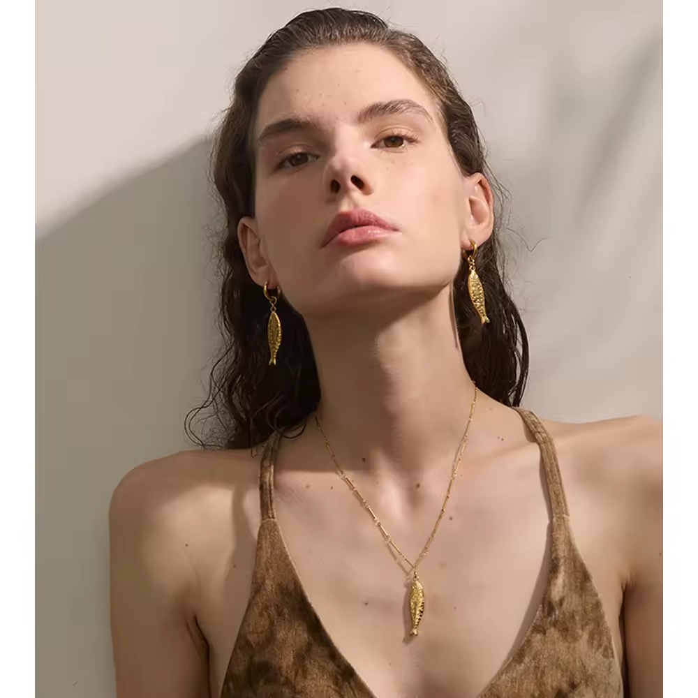 18K Gold Plated Fish Pendant Necklace 2