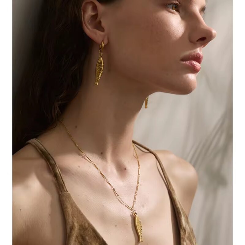 18K Gold Plated Fish Pendant Necklace 3