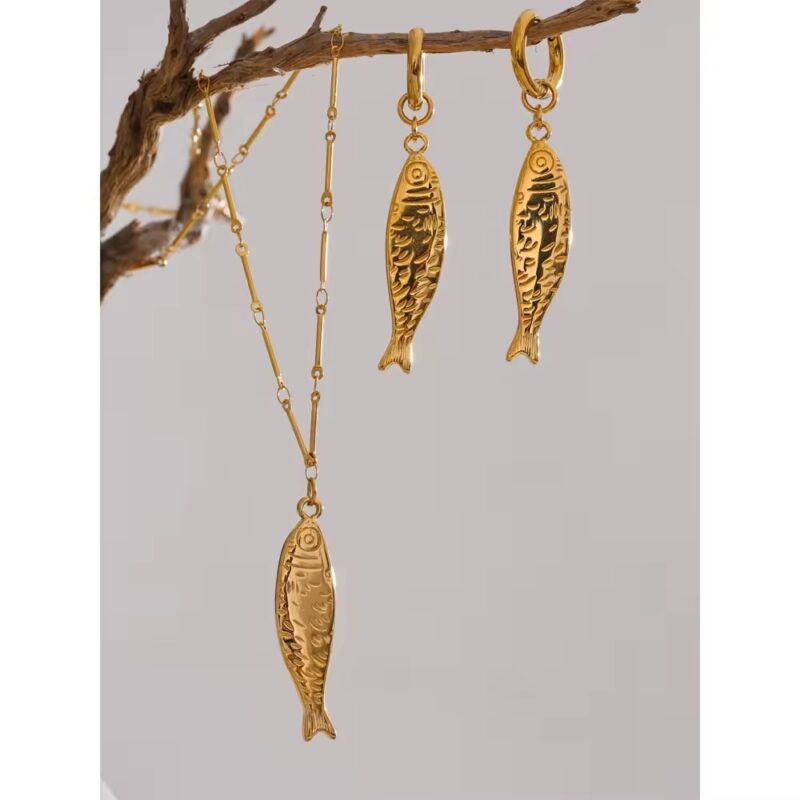 18K Gold Plated Fish Pendant Necklace 4