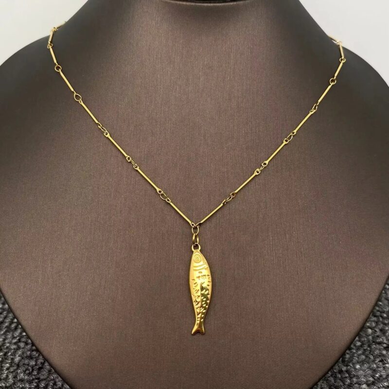 18K Gold Plated Fish Pendant Necklace 5