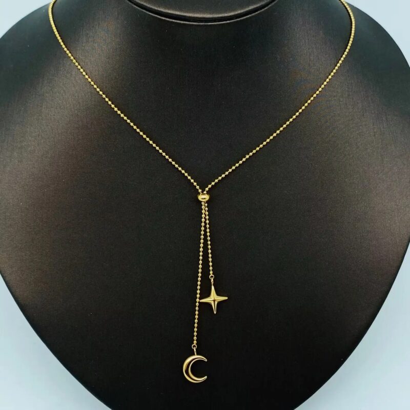 18K Gold Plated Moon Star Charm Necklace 4