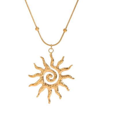 18K Gold Plated Vortex Sun Pendant Necklace 1