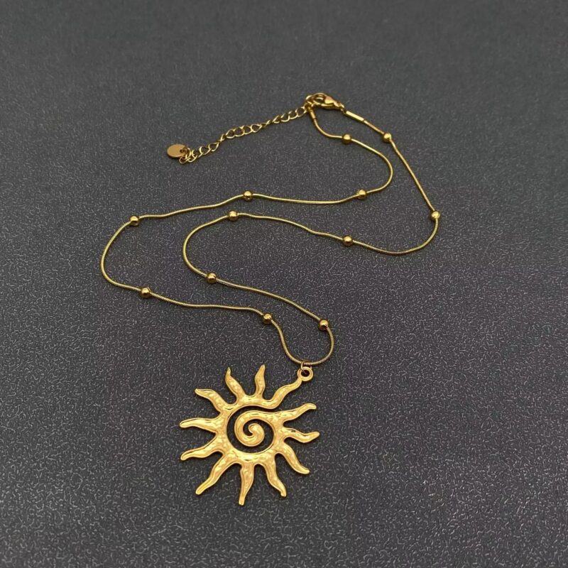 18K Gold Plated Vortex Sun Pendant Necklace 6