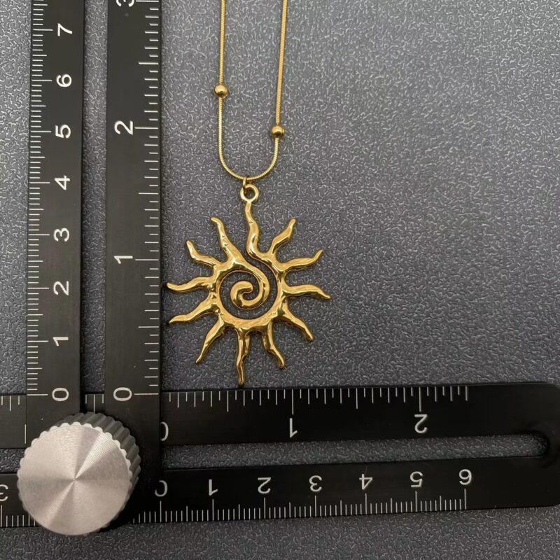 18K Gold Plated Vortex Sun Pendant Necklace 8