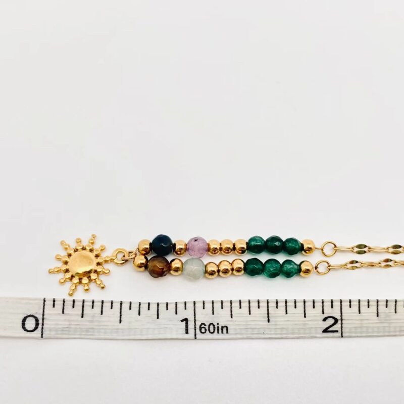 Beaded Sun Pendant Necklace in 18K Gold Plating 7