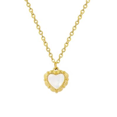 Heart Shaped Shell Pendant Necklace in 18K Gold Plating 1