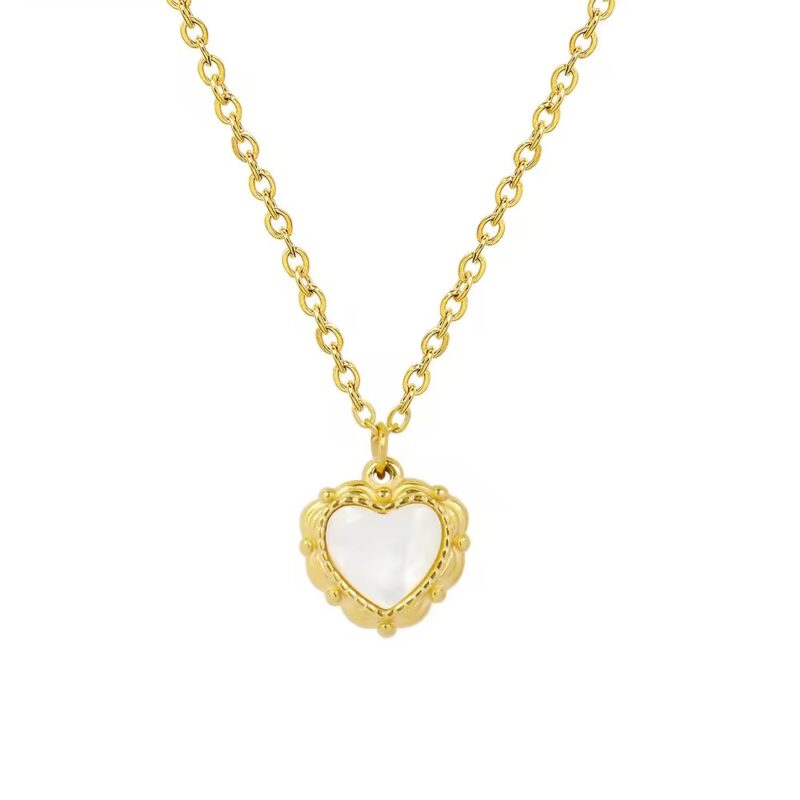 Heart Shaped Shell Pendant Necklace in 18K Gold Plating 1