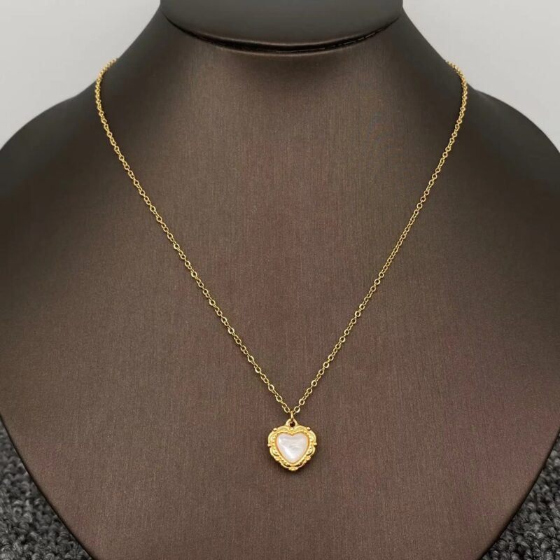 Heart Shaped Shell Pendant Necklace in 18K Gold Plating 4