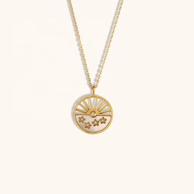 Star Sun Pendant Necklace in 18K Gold Plated 1